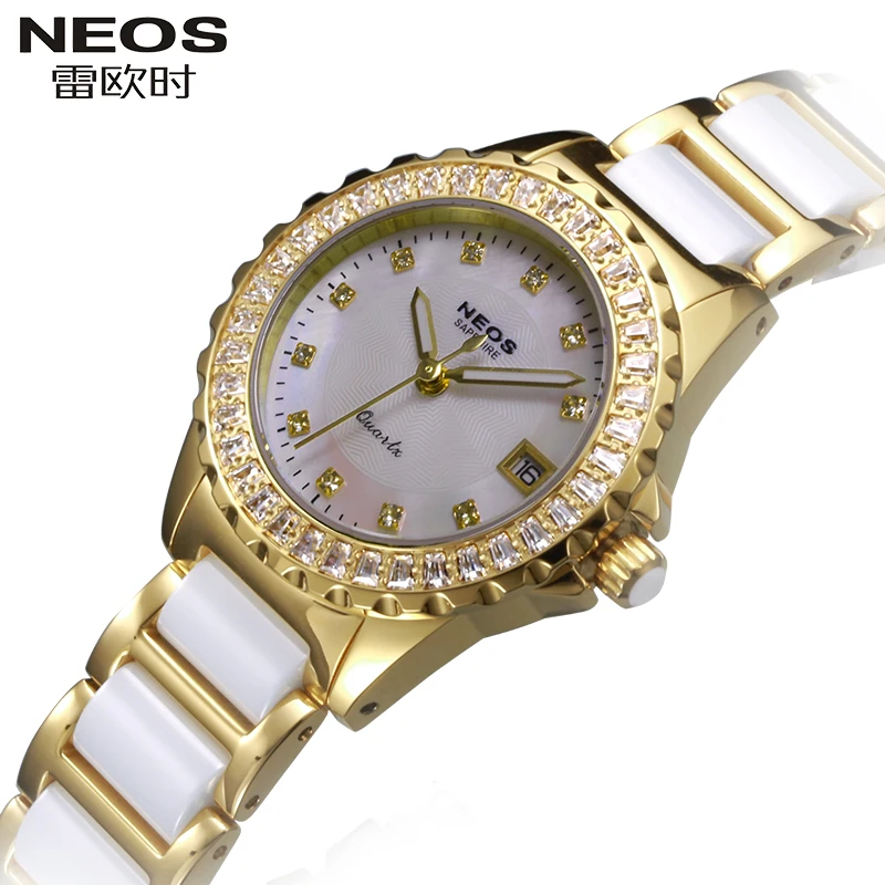 NEOS фон для фото с изображением кожаного часы керамическим браслетом модные