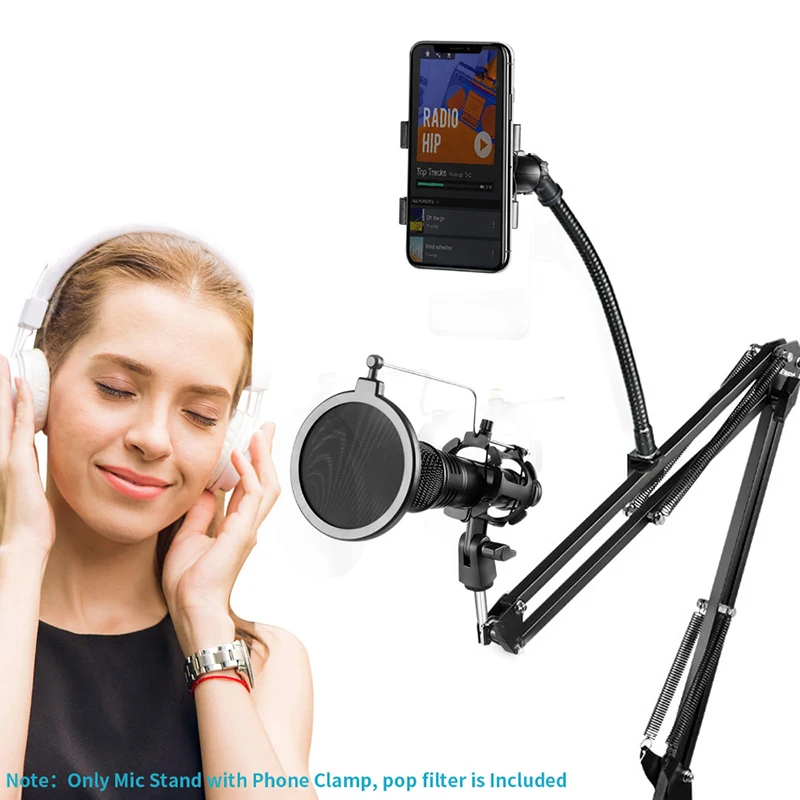 Ituf Adjustable Recording Microphone Suspension Boom Scissor Arm Stand