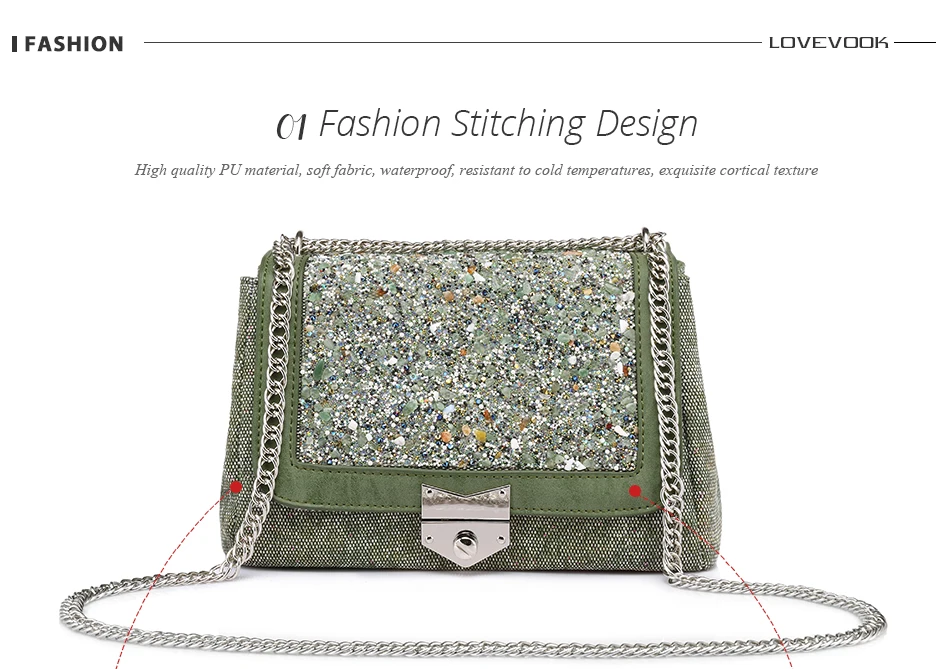 Lovevook marca corrente bolsa de ombro feminina