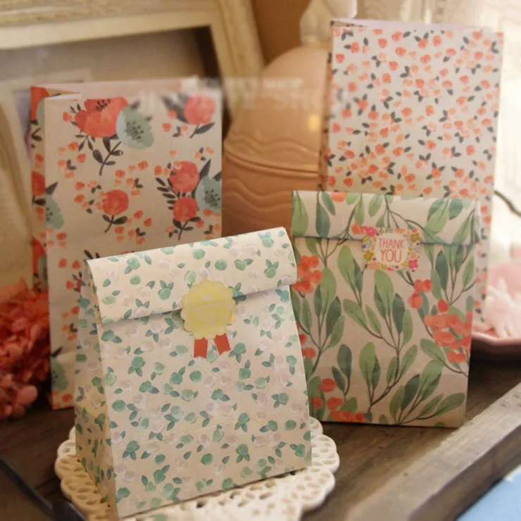 4pcs Flowers Paper Gift Bag Wedding Party Decoration Candy Craft