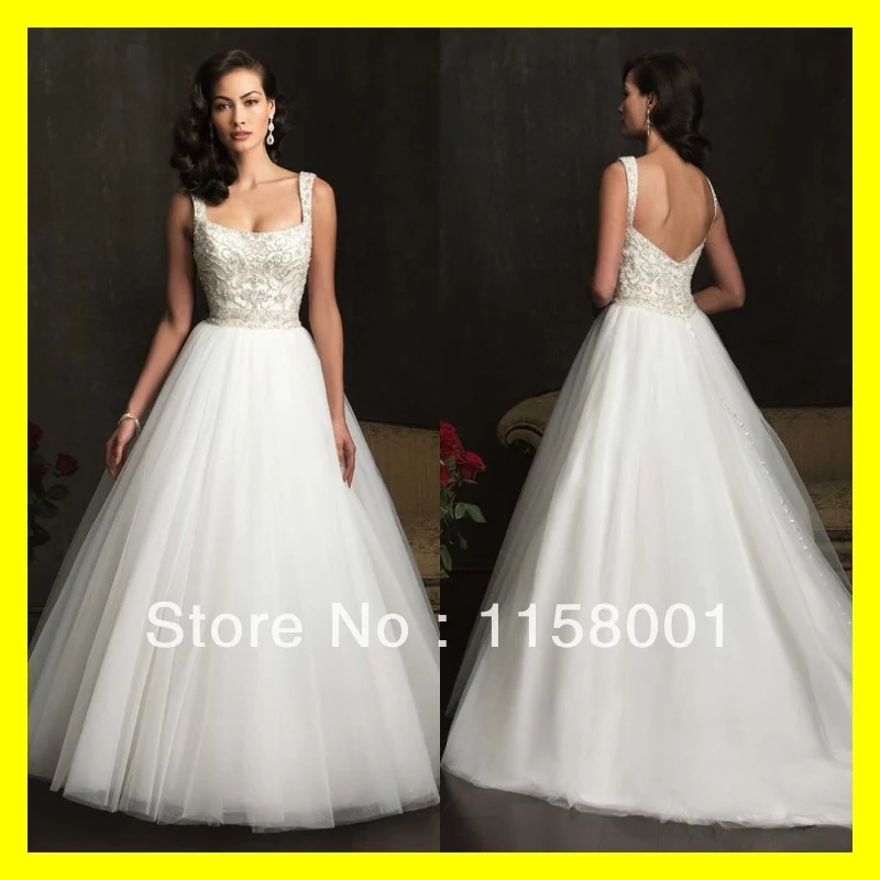 Wedding Dresses Casual Cocktail Weddings Classy Retro A-Line Floor-Length Court Train Beading Scalloped Spaghetti 2015 Discount | Свадьбы и