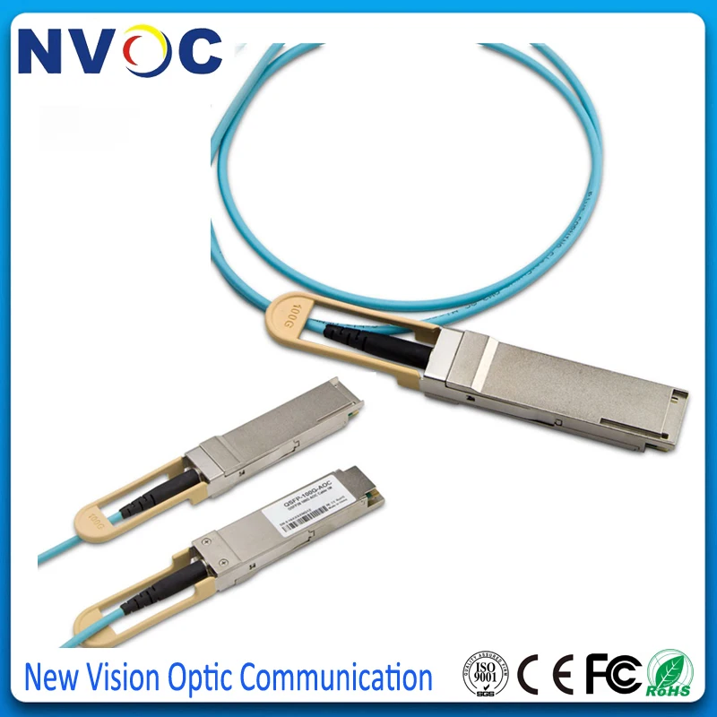 Paquete De 100G 5m y 3m Aoc de cables ópticos activo QSFP 28 QSFP 28 Fibra óptica 