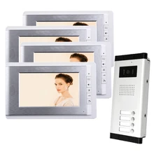 ENVÍO LIBRE A Estrenar de 7 pulgadas Teléfono Video de La Puerta Sistema de Intercomunicación 4 Monitor de 1 HD Timbre Cámara para 2 Apartamento Del Hogar Al Por Mayor