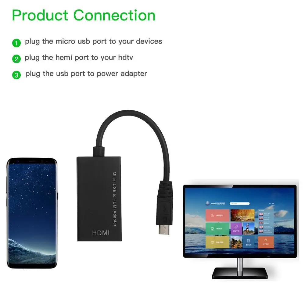  Micro USB to HDMI 1080P Male to Female High Speed HDTV Adapter Converter Cable for Android Huawei Samsung Video Cable Adapter
