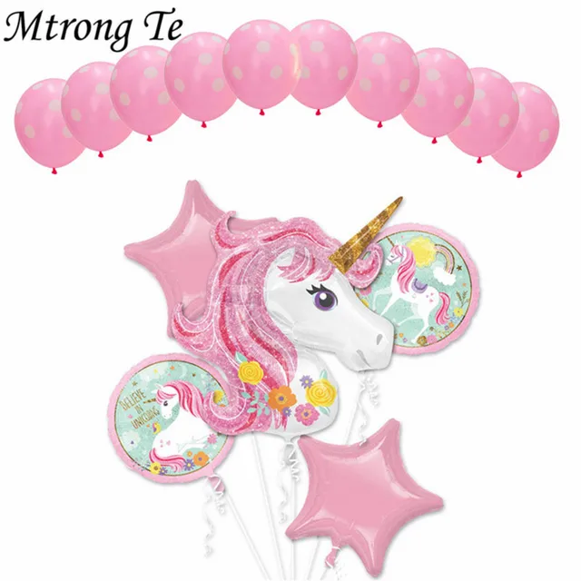 15pcs Unicorn Theme balloons 18 inch star Round foil Balloon Birthday Party Decor Kids Rainbow Balloons Unicorn Party Supplies