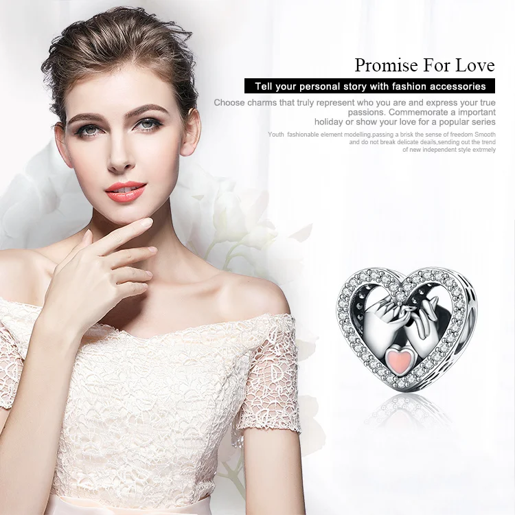 WOSTU модный 925 пробы серебряный браслет с бусинами в форме сердца, браслет wst, подлинные ювелирные изделия, подарок DXC167