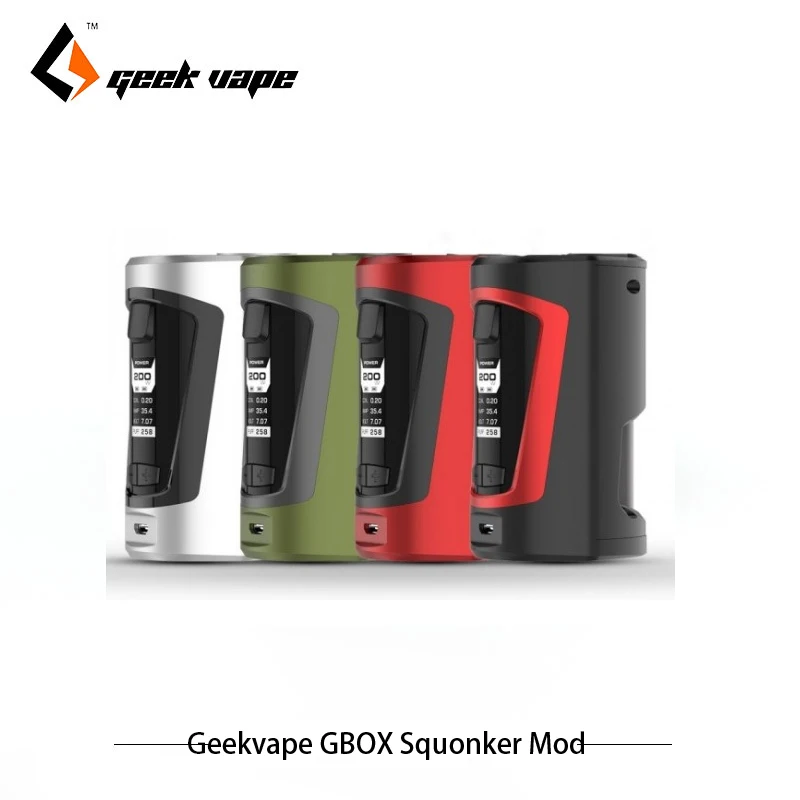 

100% Original Geekvape GBOX Squonker Box Mod 200w 18650 battery Vaporizer TC Mod enlarged OLED display with TCR Mode Vape E cigs