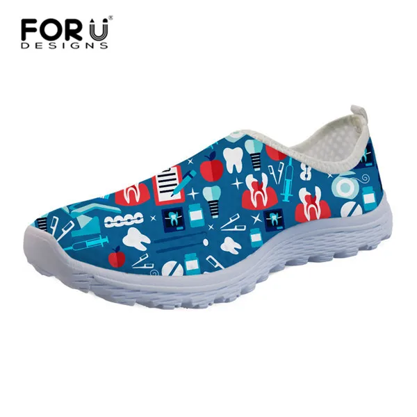 

FORUDESIGNS Nurse Bear Women Mesh Sneakers Lightweight Breathable Walking Shoes Ladies Slip on Shoes Custom Girls Shoes