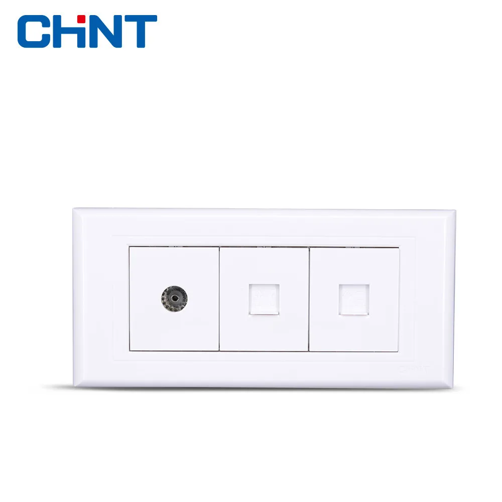 

CHINT Electric 118 Type Wall Switch Socket Panel NEW5G Three Television Telephone Computer Wall Socket