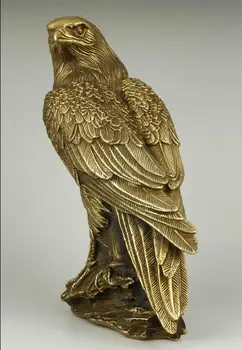

China Collectible Old Handwork Casting Brass Fierce Eagle Statue