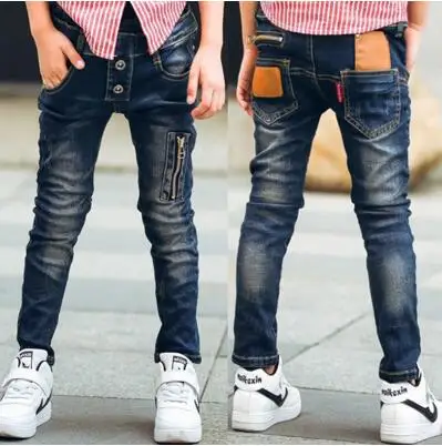 Коллекция года, Осенняя детская одежда джинсы для мальчиков повседневные однотонные тонкие джинсы для мальчиков, узкие длинные джинсы для больших детей - Цвет: 137 jeans