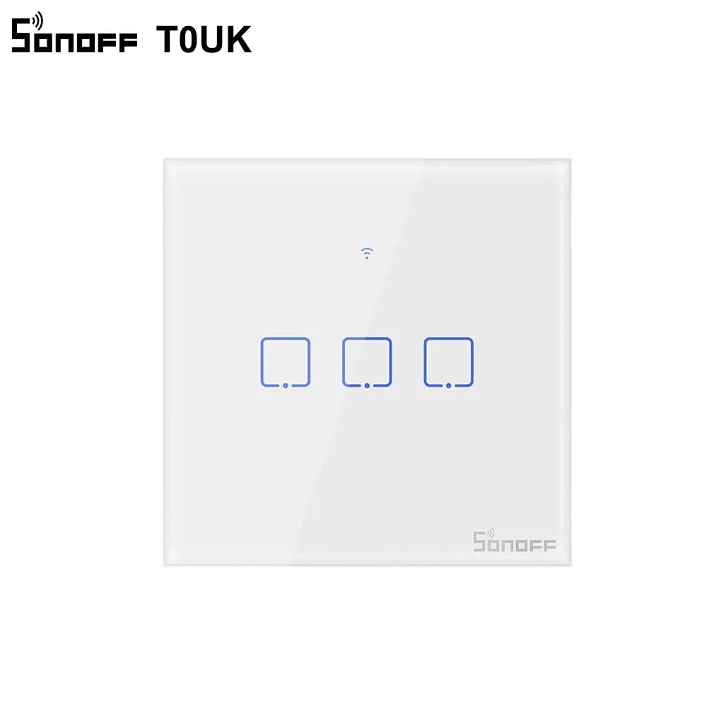 Интеллектуальный выключатель света SONOFF T0UK Интеллектуальный переключатель Wi-Fi 1/2/3 Беспроводной настенный сенсорный выключатель Великобритания выключатели света приложения голосовой пульт дистанционного управлен