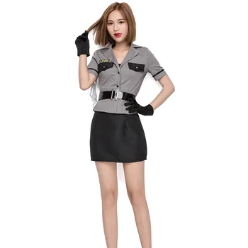 

New Arrival Halloween Costumes Gray Female Police Uniforms Cosplay Costumes Fancy Dress Party Clothes Police Officer L1872792