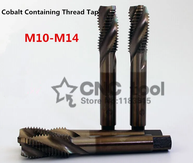 

5PCS M10-M14 containing cobalt HSS machine taps Spiral groove tap special stainless steel screw tap (M10/M12/M14/M10*1/M12*1)