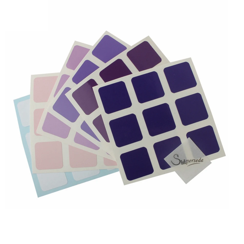 Заменяют DIY градиент Цвет ПВХ Cube наклейки для 57 мм 3x3x3 Скорость Magic Cube Puzzle игрушки - Цвет: Фиолетовый