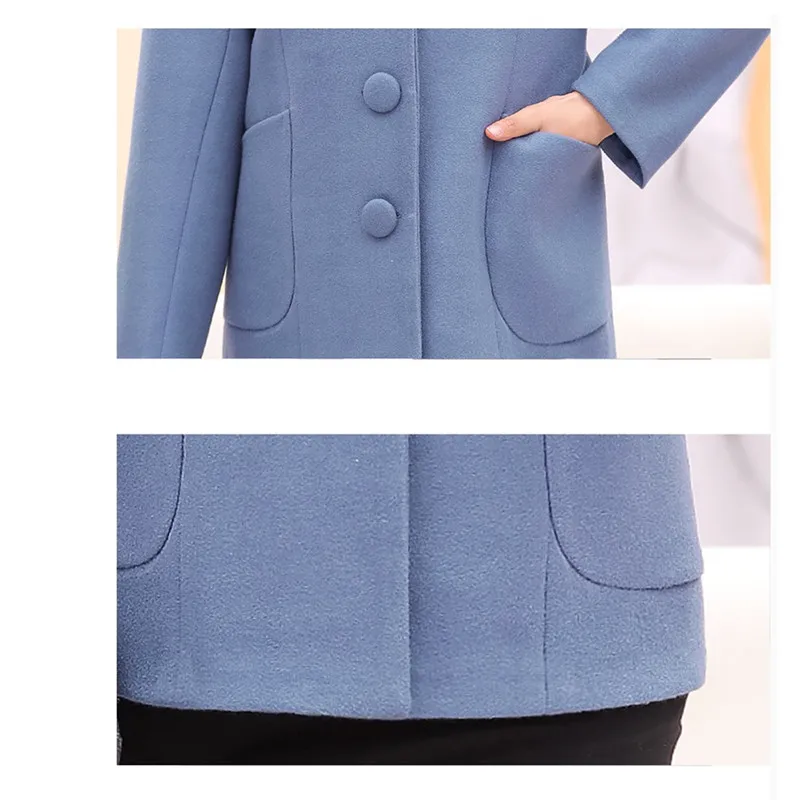 New Winter Women's Wool Jacket Basic coat Warm Loose Plus size outerwear Tops Solid Casual Middle Aged Women Woolen Jacket 4XL