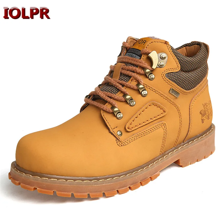Top quality Men's Winter Warm Cow Real Leather Boots Men Outdoor Rubber Working Boots Retro