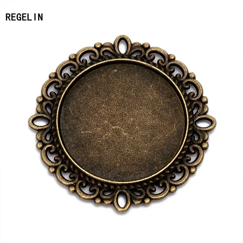 Antique Bronze REGELIN 10 шт./лот внутренний размер 25 мм античная бронза двойная кружевная основа Подвеска Установка подходит кабошон лоток DIY ювелирных изделий - Цвет: Antique Bronze