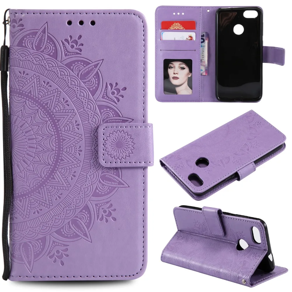 

Flip Embossed Leather Wallet Cases for Huawei P9 Lite Slim Case Mandala Flower Card Slots Strap Fundas for Huawei P9 Lite Mini