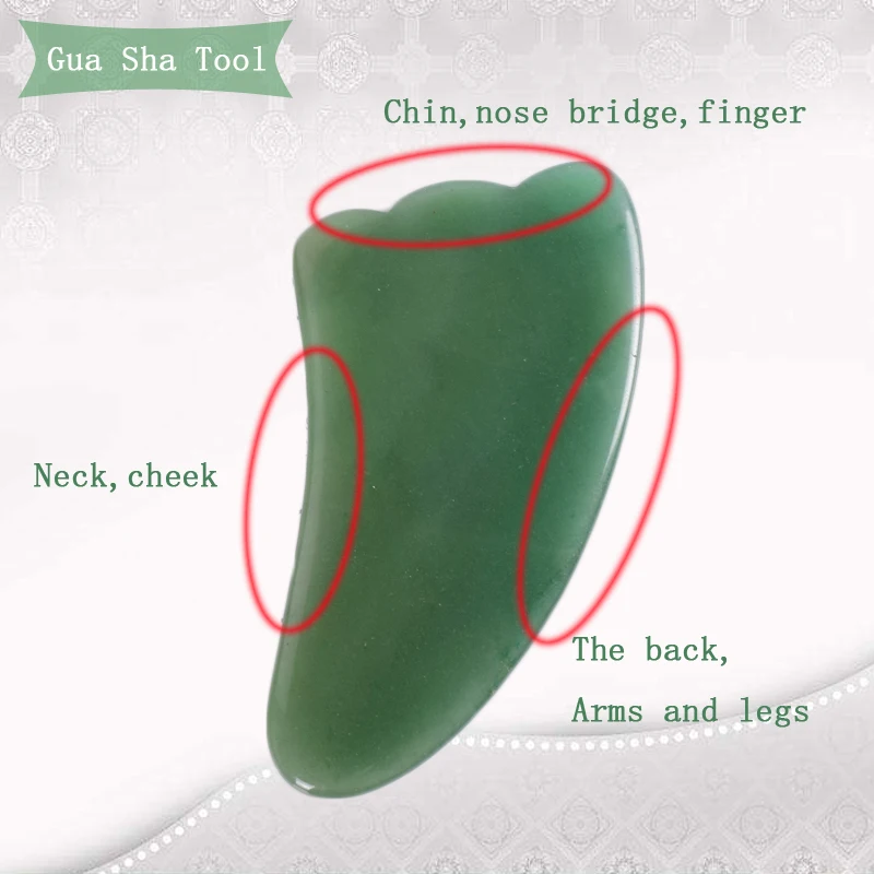 Натуральный массажер для лица Gua Sha массажный инструмент массажа с зеленым