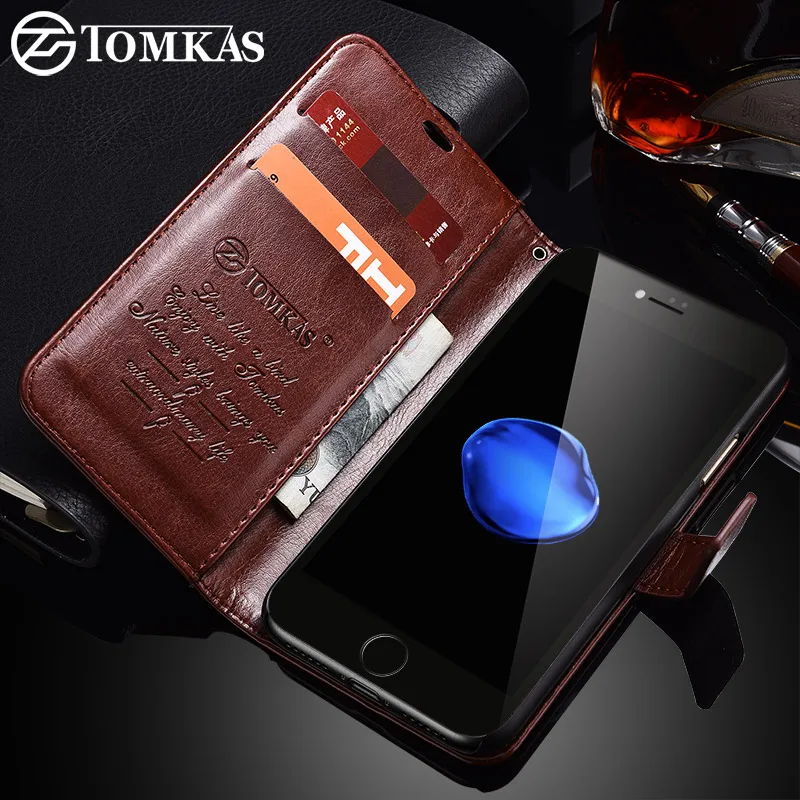 Чехол TOMKAS для iPhone 7 8 Plus из искусственной кожи стильный кошелек с подставкой