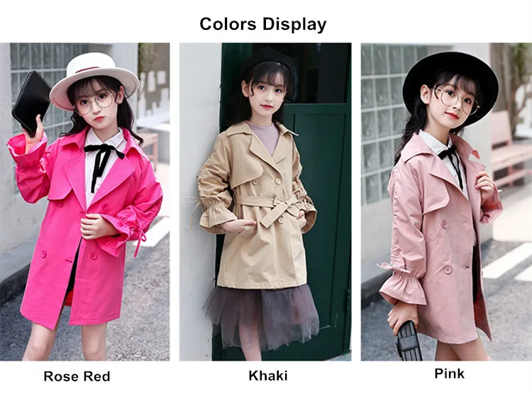 new style girls clothes teens windbreaker children long outfit coat princess trench coats 01