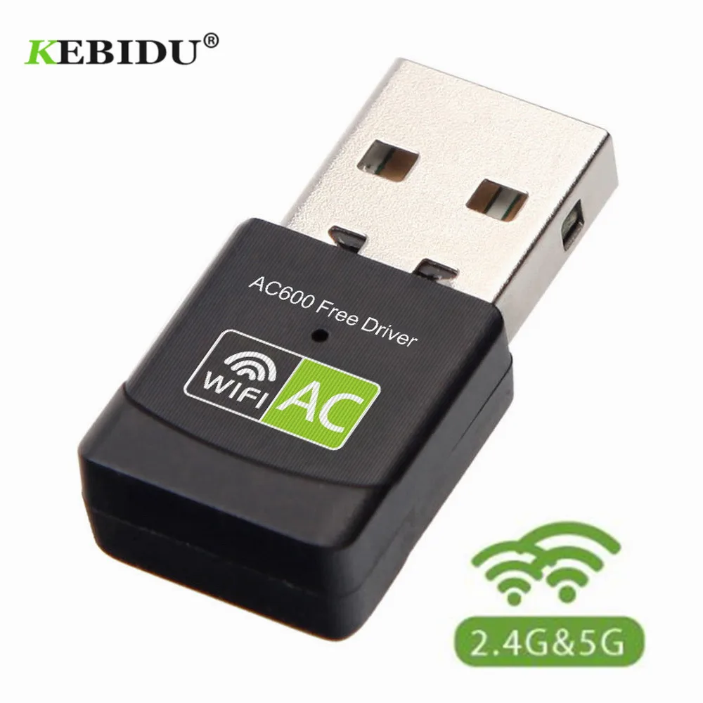 

Kebidu USB WiFi Adapter Network Card USB Lan Ethernet Wi-Fi Receiver 600Mbps Wireless Adapter AC Dual Band 2.4G USB WiFi Antenna