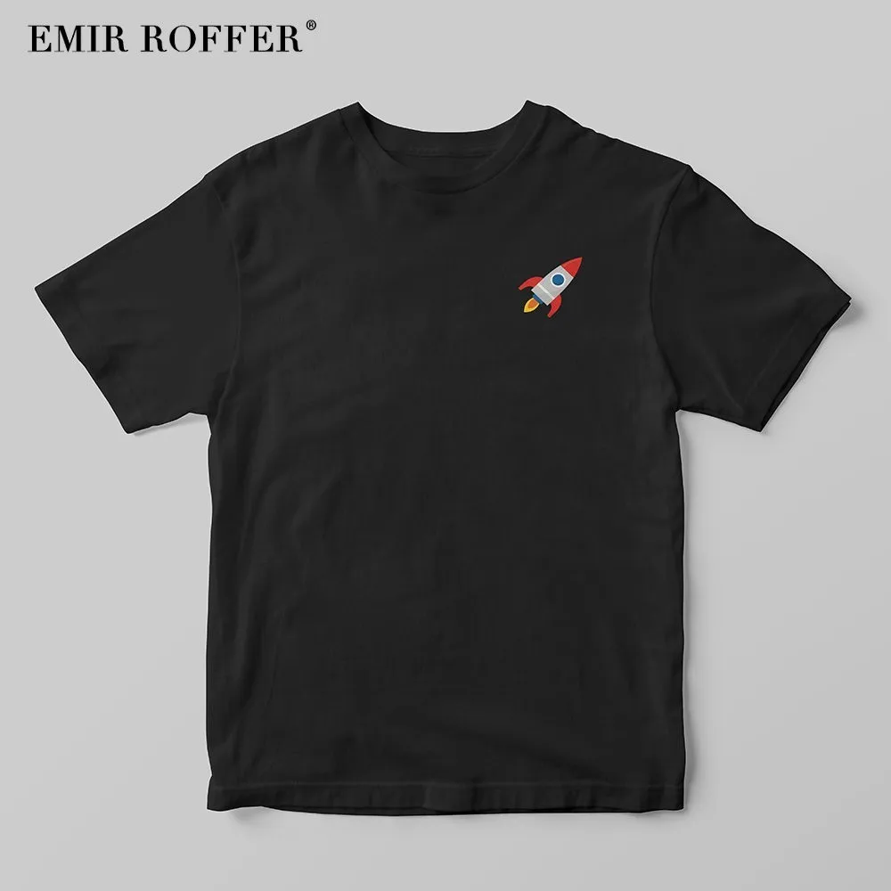 

EMIR ROFFER Rocket Print T-shirt Female Harajuku Kawaii T Shirt Women Black Cotton Tshirts 2018 Tee Shirt Femme Summer Tops