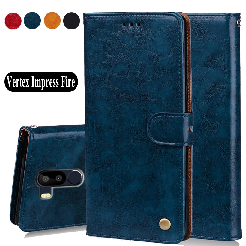 

Luxury PU Leather Slip-resistant Flip Wallet Case For Vertex Impress Fire Case 5.7" Back Cover Book Case Bags W01