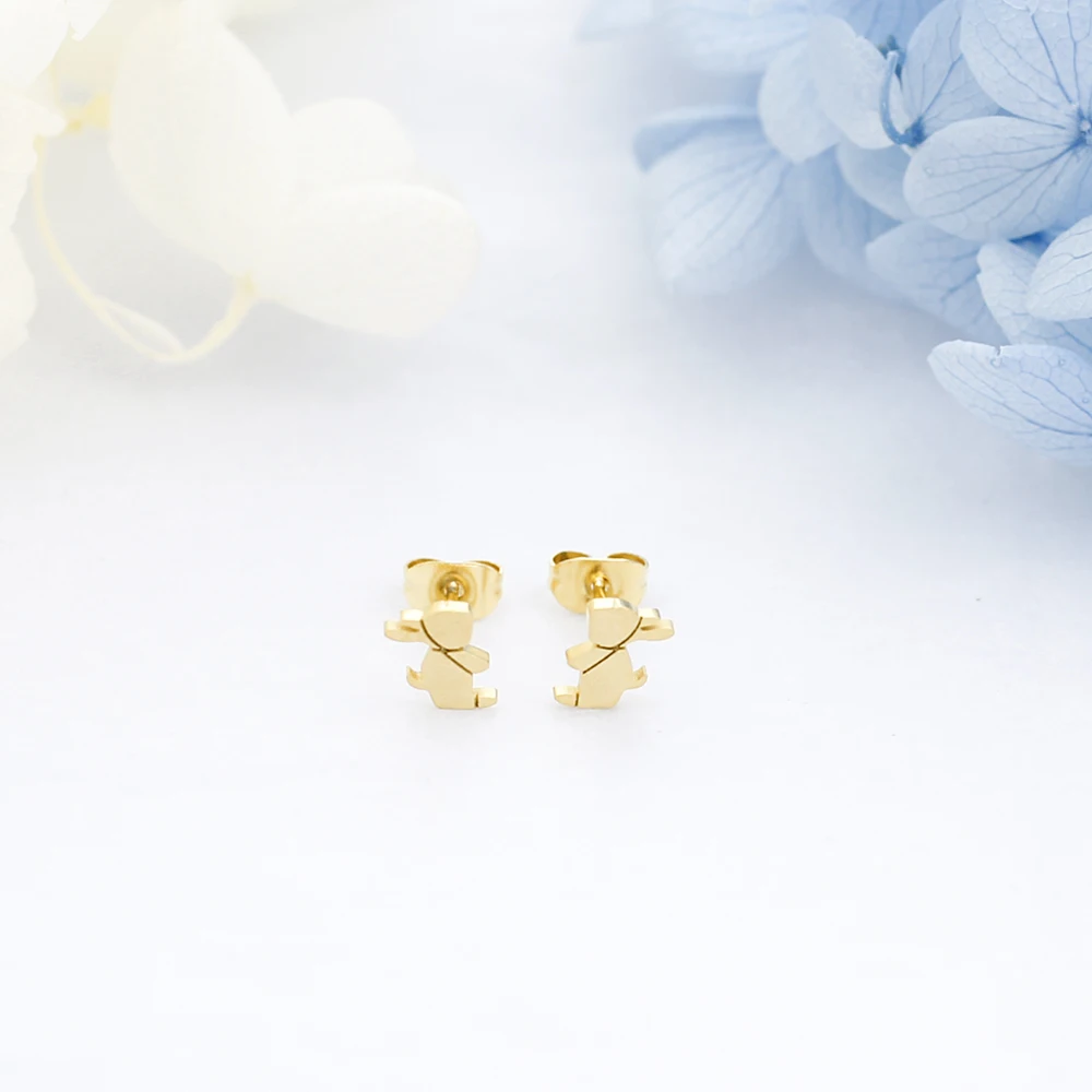 Модные маленькие оригами серьги-гвоздики в форме кроликов для женщин и девушек, ювелирные изделия из розового золота и нержавеющей стали, милые серебряные серьги с кроликом