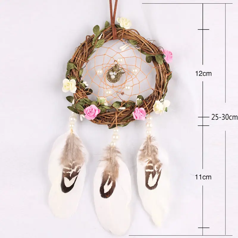 Car Wall Hanging Dreamcatcher Wind Chimes Indian Style pearl Feather Pendant Dream Catcher Gift