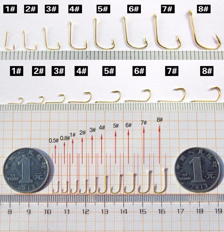 100 шт. горячая Распродажа золотых рыболовных крючков из высокоуглеродистой стали 1-8# размер рыболовное оборудование аксессуары маленький крючок