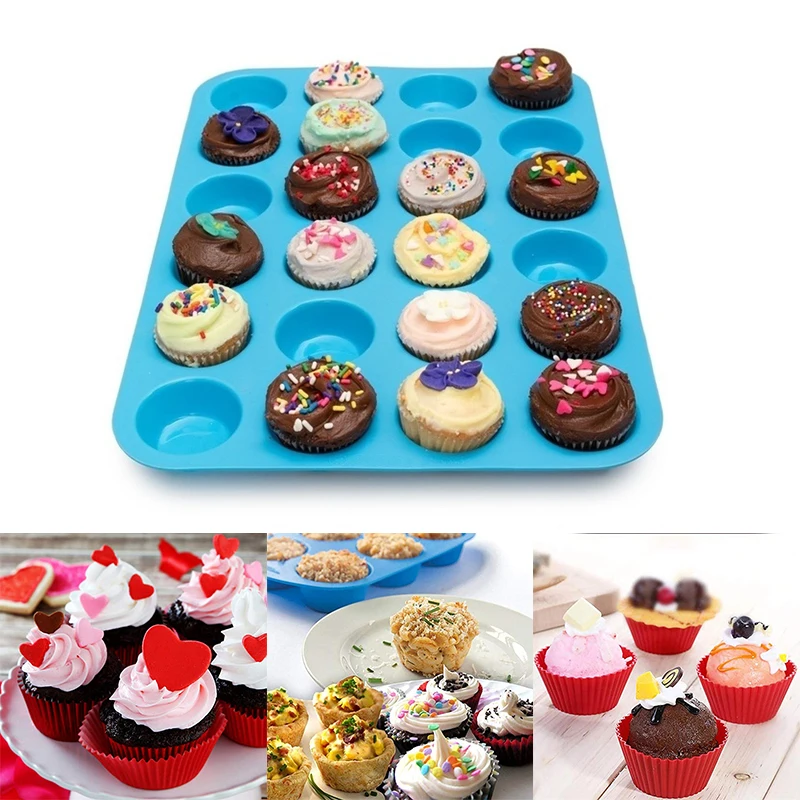 

24 Grids DIY Cake Mold Silicone Cupcake Baking Moulds Bakeware Pan Tray Mould Home Mini Muffin Pastry Tools