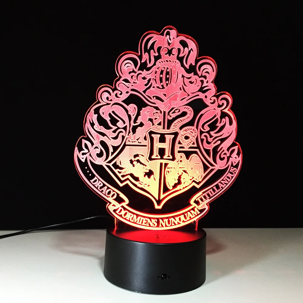 

Harry Potter Hogwarts House Badge Lamp 3D LED Lamp 7 Colors Changing Illusion Visual Nightlight Back To School Party Kids Gift