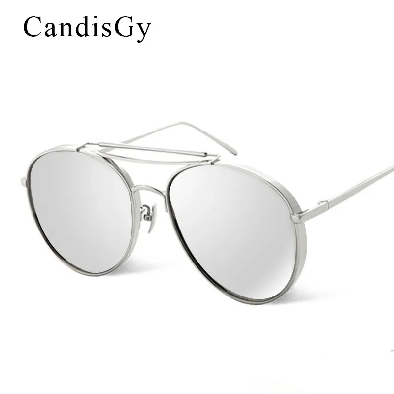 Зеркало Мужские солнечные очки больших размеров или Для женщин с плоским верхом тренд Корейская Брендовая дизайнерская обувь класса люкс прохладной точке UV400 солнцезащитные очки для мужчин