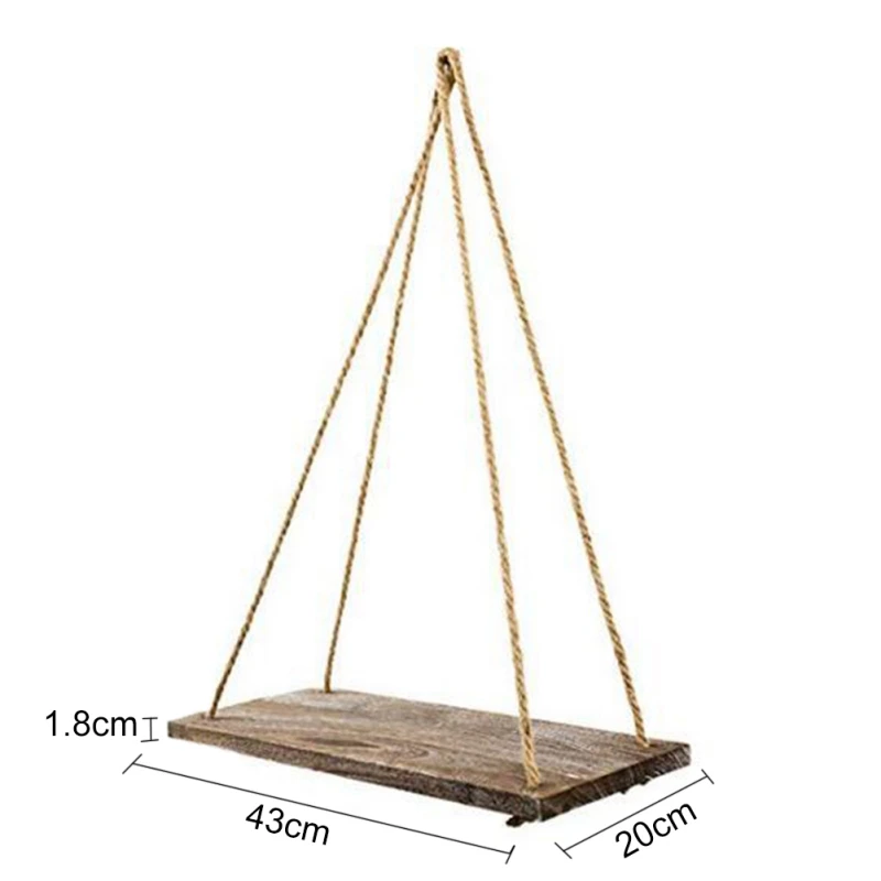 Подвесная деревянная полка для растений, небольшие бытовые детали, стеллаж для хранения, настенная веревка, подвесная полка, Декор для дома и сада - Цвет: B