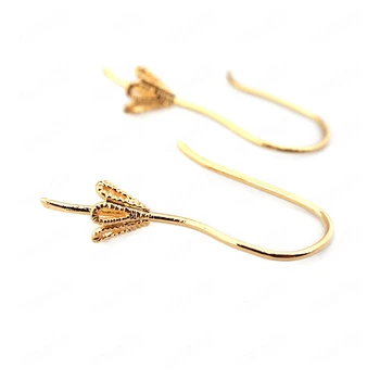 

(33765)12PCS 20MM Cap inside 4MM 24K Gold Color Brass Half Pins Earrings Hooks High Quality Diy Jewelry Findings Accessories