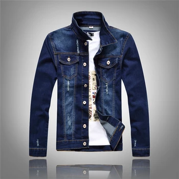 

2019 High Quality Spring Autumn Beggar Hole fashion Denim Jacket Loose Thin Sleeve jeans Jacket New Men Cowboy cotton top Coat