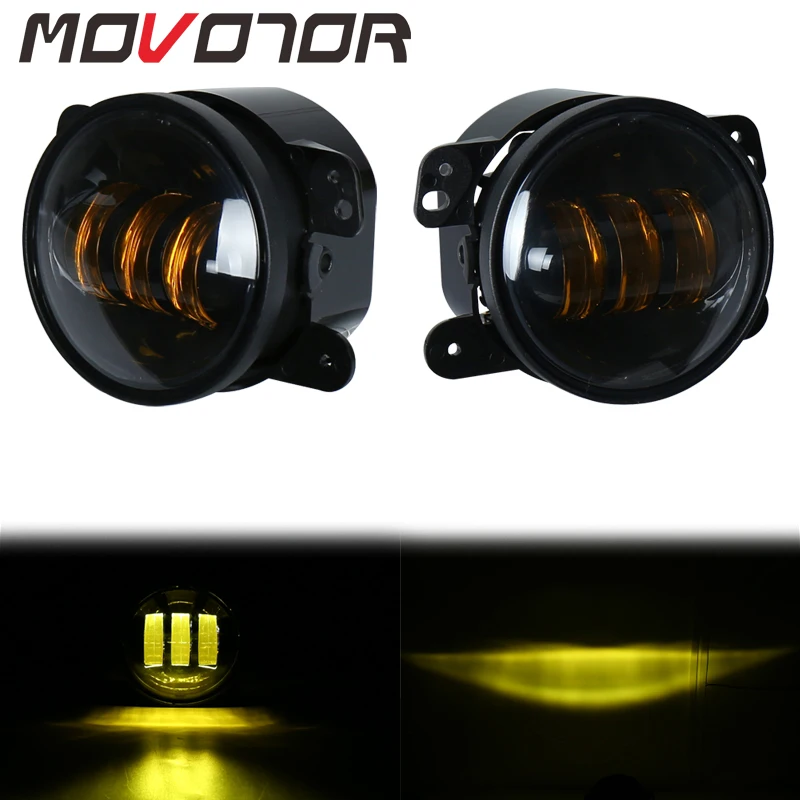 4 inch Amber Yellow 30W Led Fog Lights for Jeep Wrangler 1997 2016 JK ...