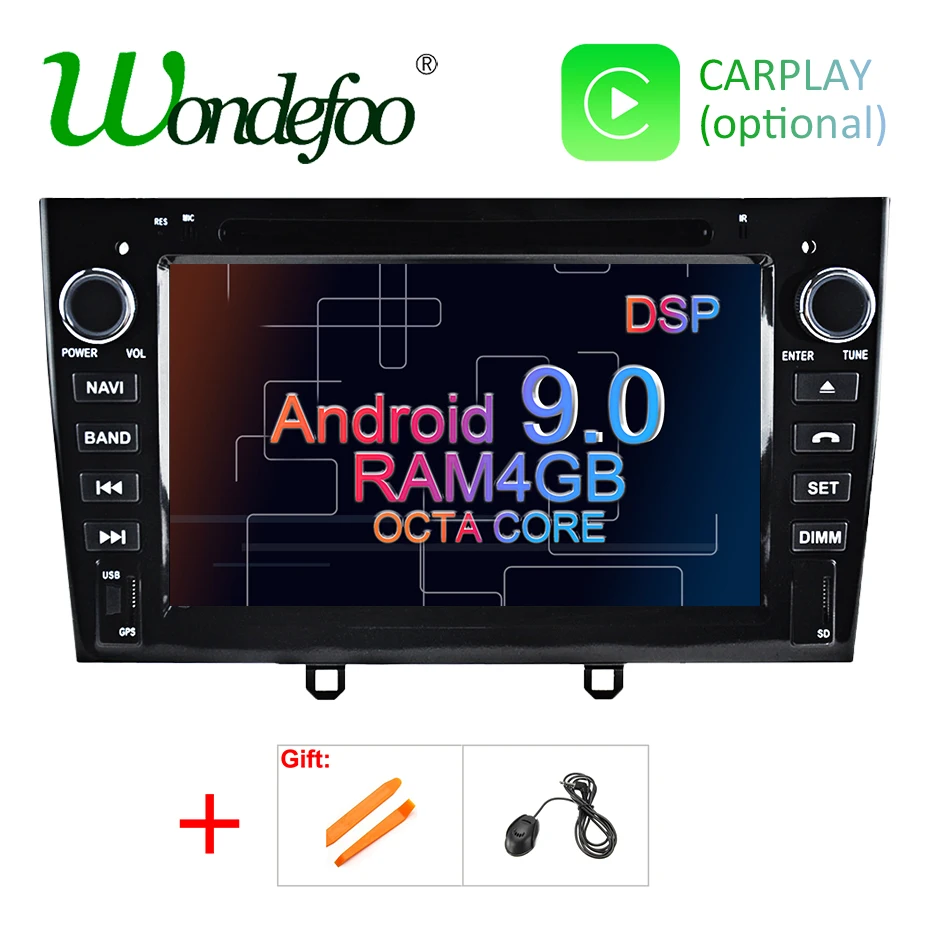 Clearance DSP 4G Android 9.0 2 DIN Car DVD Player for Peugeot 408 308 308SW GPS Navigation Stereo Radio Multimedia HD Screen AV Output PC 1