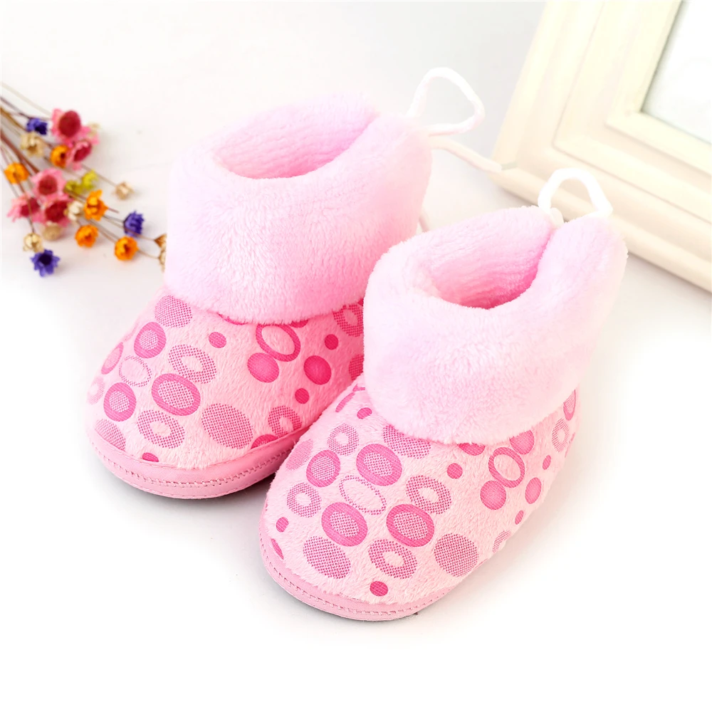 New born Baby Girl Pink Fleece Snow Boots Booties Kids Princess Winter Shoes S1 PY2