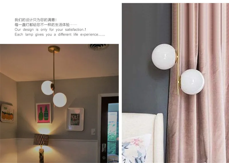 Pingente de Luz Decoração para Casa Moderno Bola Vidro Pendurado Lâmpadas Nordic Sala Estar Quarto Pingente Cozinha Luminárias Loft Luminária Led 10 High Quality Luzes e Iluminação