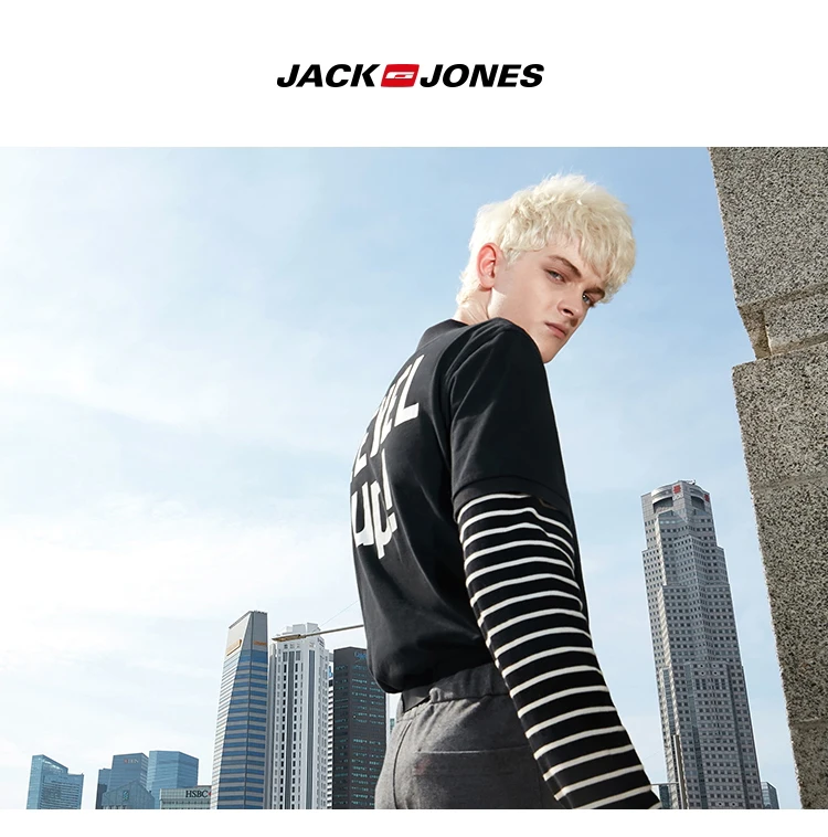 MLMR мужской хлопок с буквенным принтом с короткими рукавами и отложным воротником, рубашки с полосами JackJones, брендовая мужская одежда | 219106505