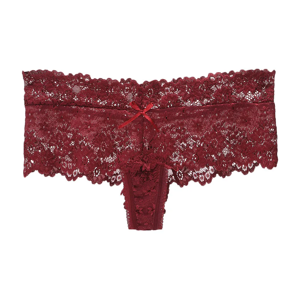 Sexy Lace Panties Women Fashion Cozy Lingerie Tempting Pretty Briefs High Quality Cotton Low Waist Cute Women Underwear - Цвет: Burgundy