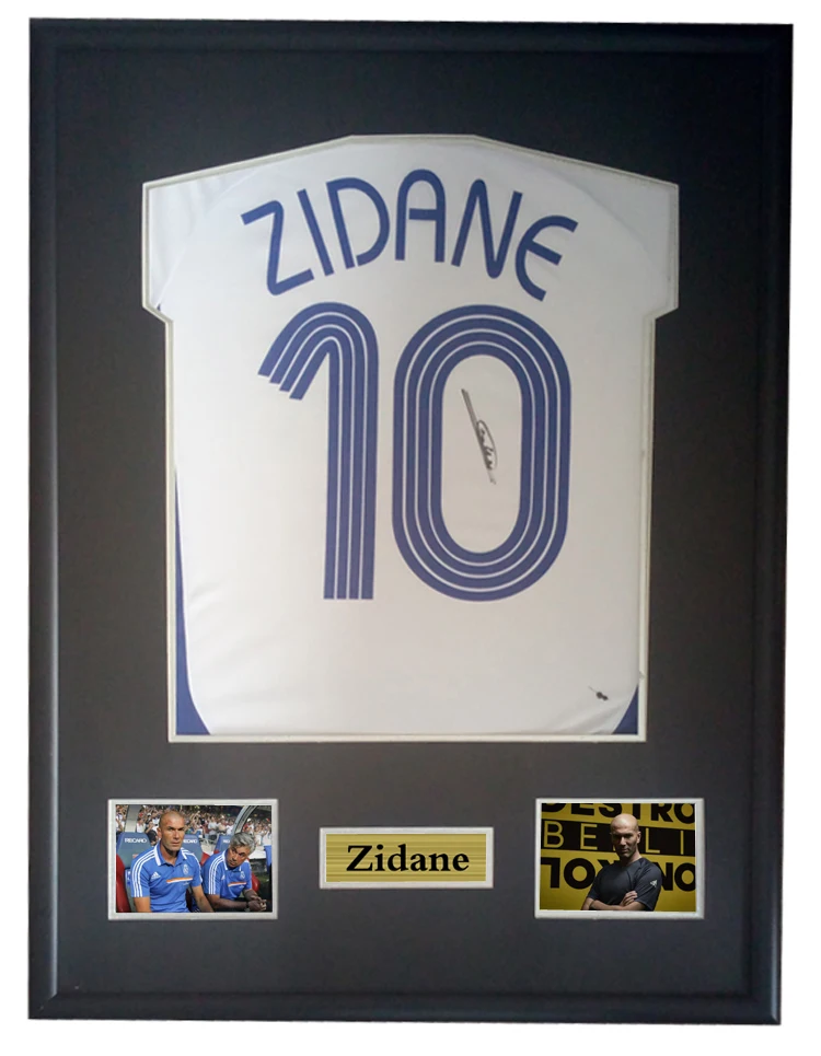 

Zidane signed autographed soccer shirt jersey come with Sa coa framed French 2006