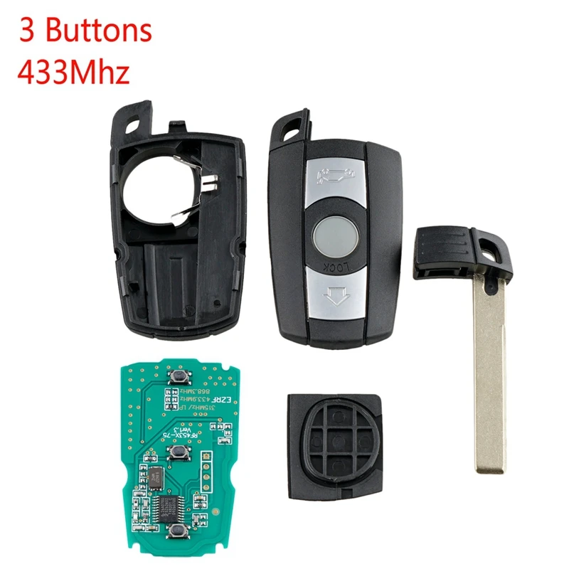 

Car Smart Remote Key 3 Buttons Fit For Bmw 3/5 Series X5 X6 Cas2 Cas3 433Mhz