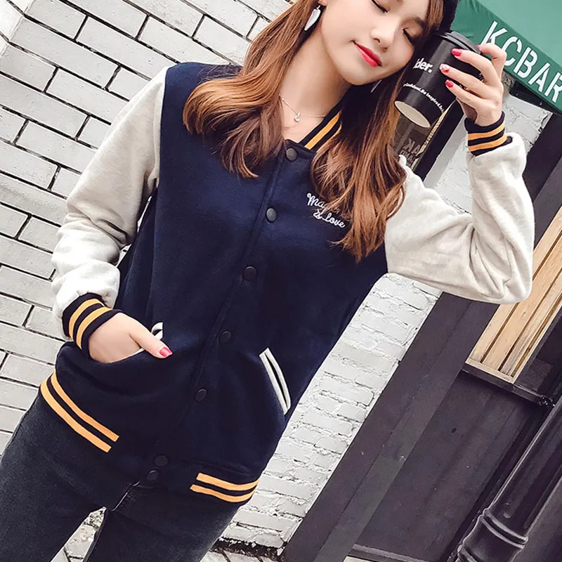 

Loose Preppy Plus Velvet Baseball Buttons Winter Coat Women Sweatshirt Long Sleeve Hoodies Female Tracksuit Plus Size 3XL Jacket