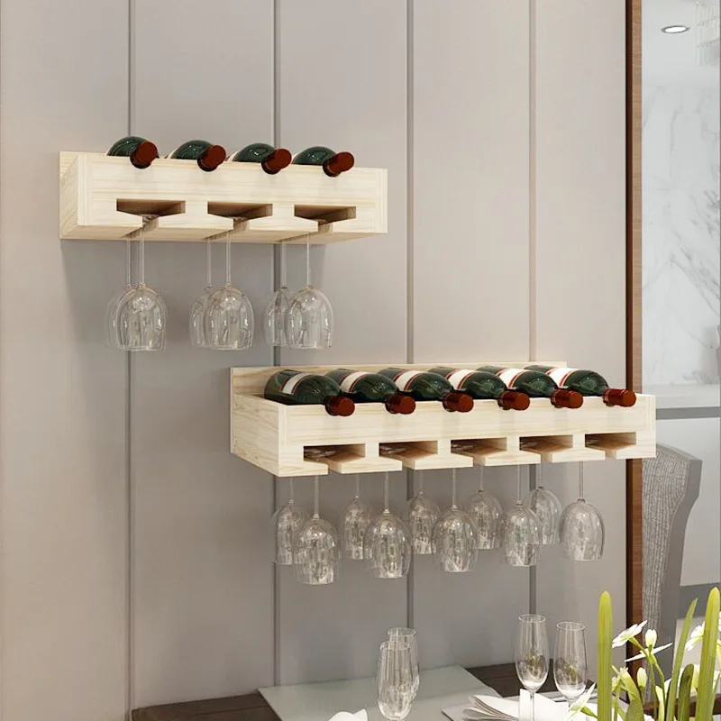 Solid Wood Wine Rack Wall Hanging Wine Display Rack Upside Down