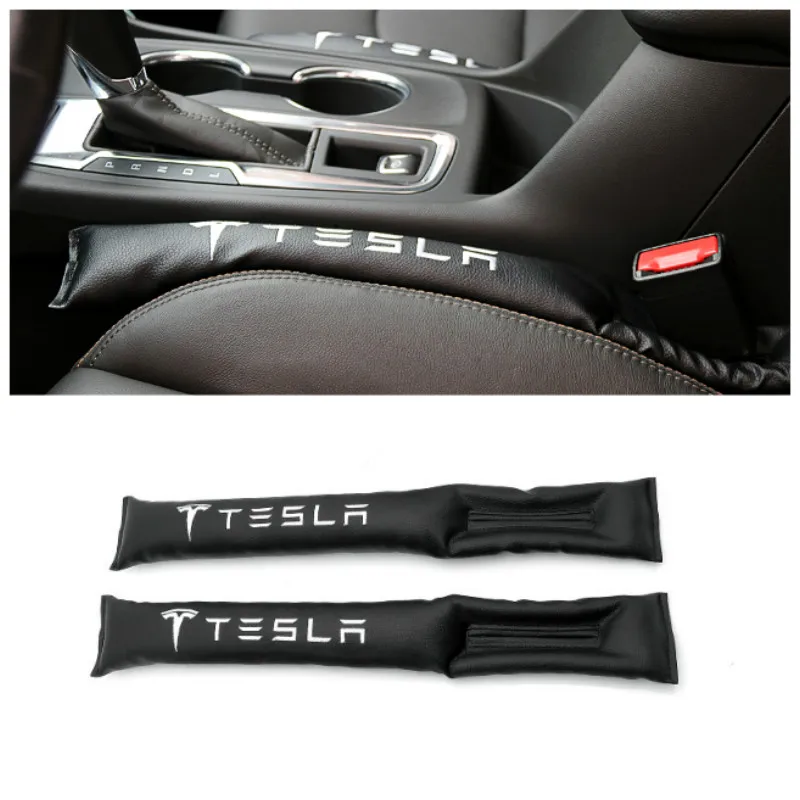

2pcs PU Leather Car Seat Gap Pad Fillers Spacer Storage Slot Plug Car Interior Acessories for Tesla Model S Model X Model 3