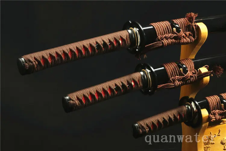 US $468.00 1095 HIGH CARBON STEEL CLAY TEMPERED JAPANESE SWORDS SETKATANAWALIZASHITANTO